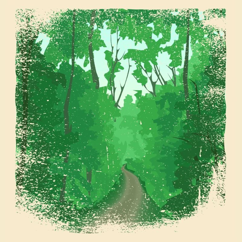 Forest path with frayed edge