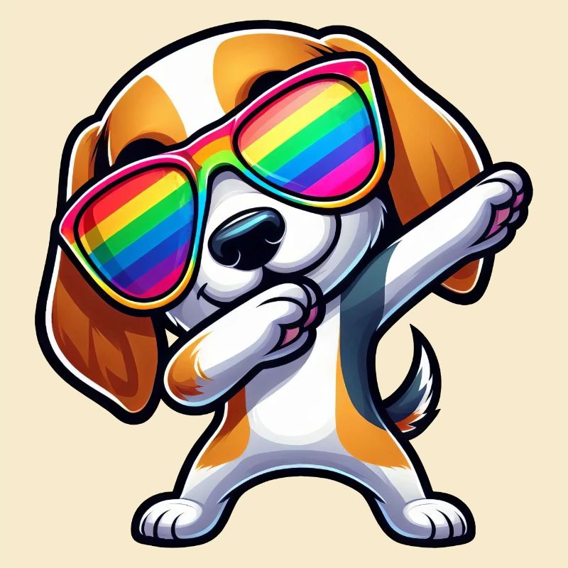 Cooler Beagle Dab Sonnenbrille Regenbogen