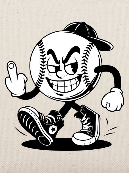 Baseball mit einem selbstbewussten