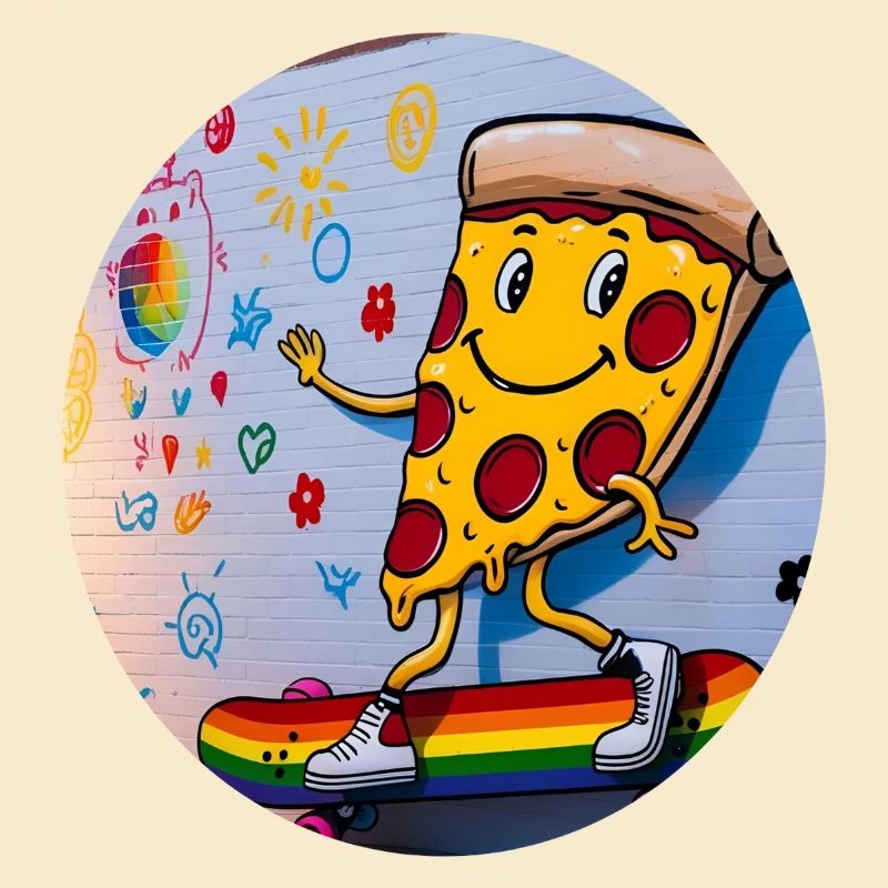 Pizza Slice Skateboard Graffiti