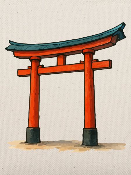 Roter Shinto Torii Gate Illustration