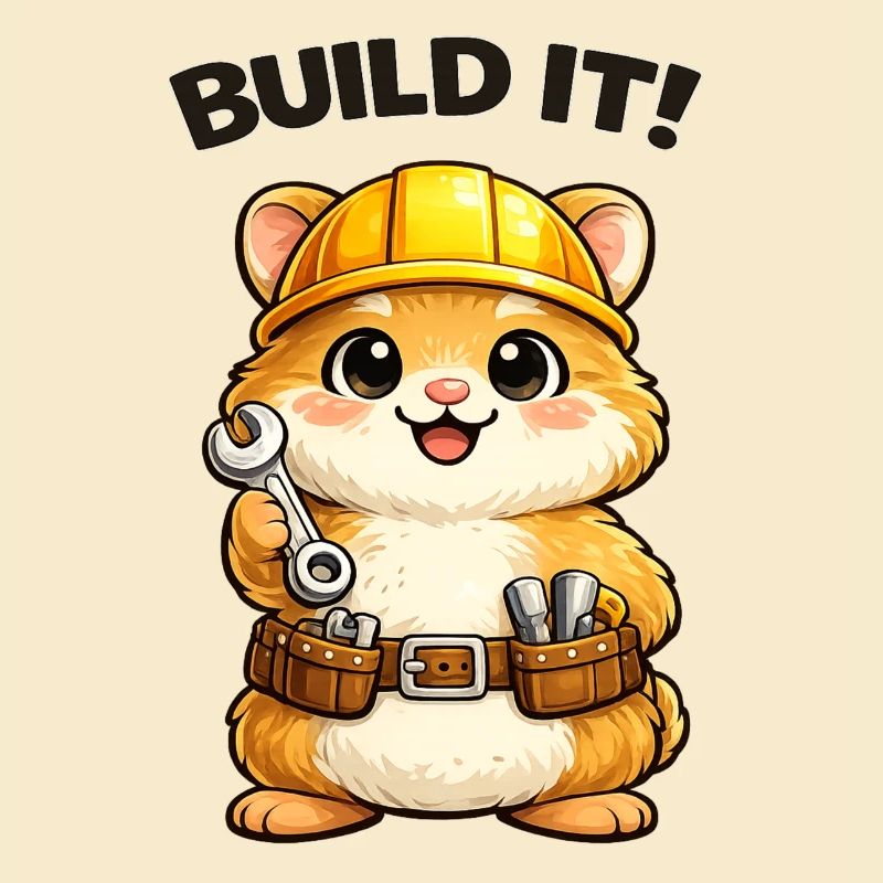 Baukatze: Bauhelm und Werkzeug