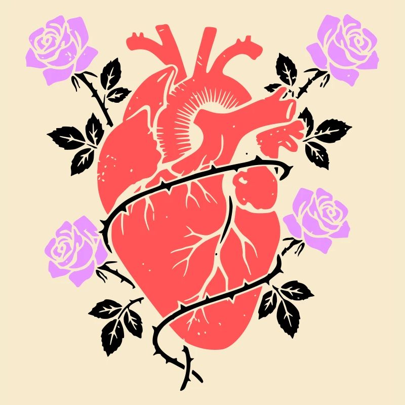 Anatomisches Herz Rosen Bunt