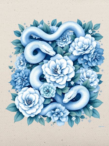 Hellblaues Snakes Rosenbeet-Design.