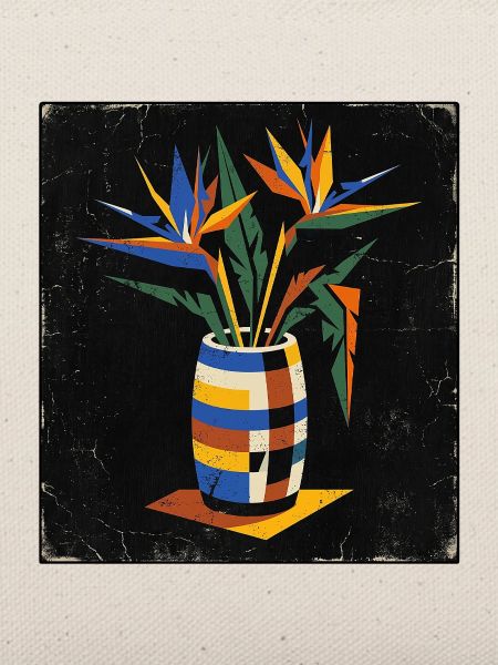 Bauhaus Vase mit Paradiesvogel