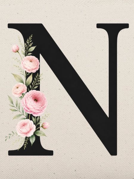 N Buchstabe Monogram Floral