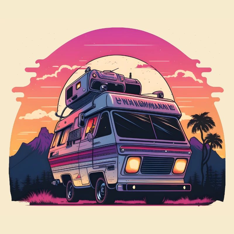 Synthwave Camper sunset