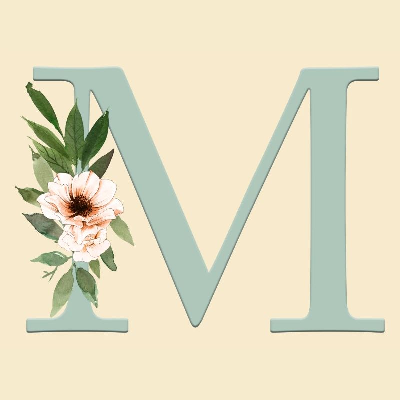 Customizable Monogram Pastel Floral M