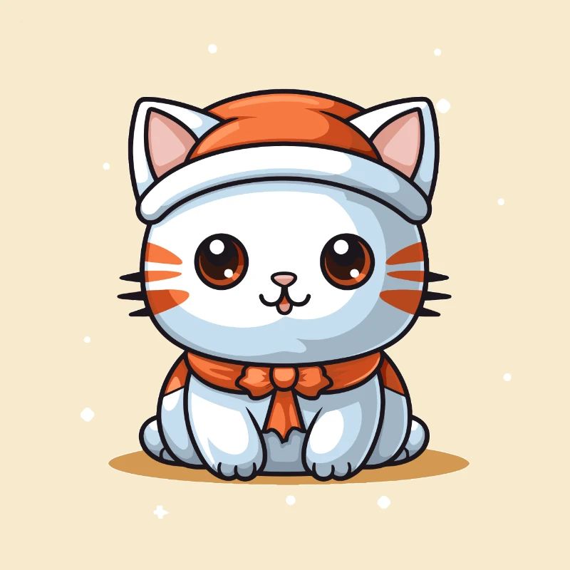 Design de Noël de chat - Style Kawaii