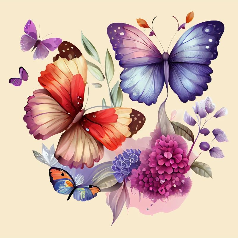 Fleurs vintage papillon