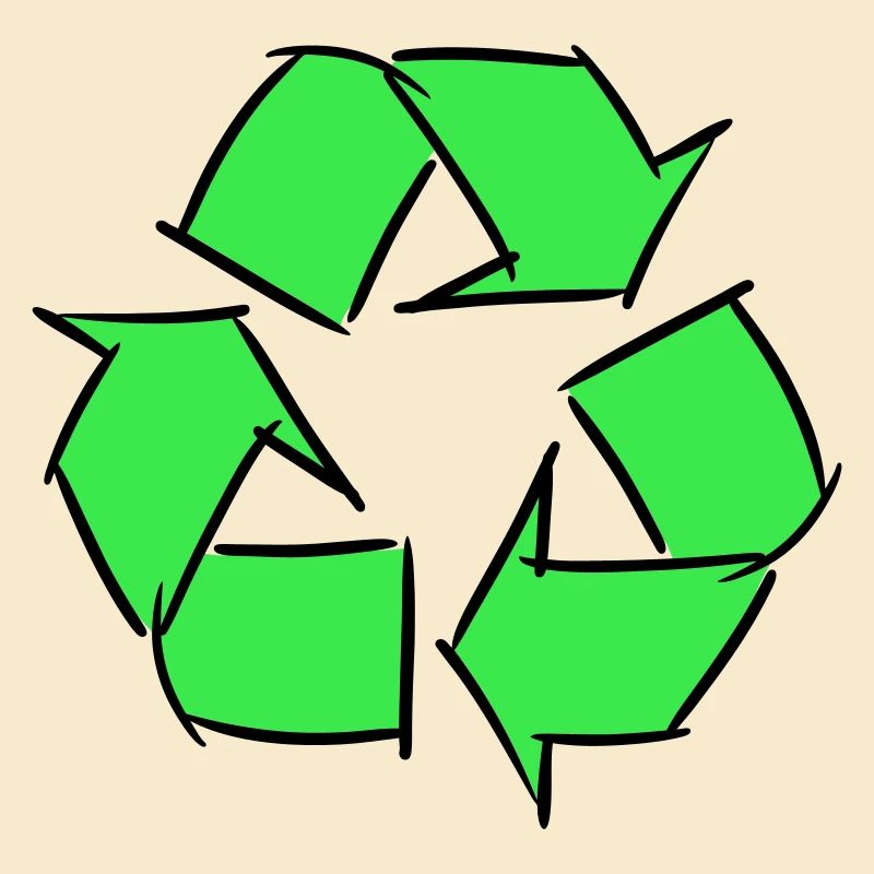 Recycled icon, decorative drawing, customizable.