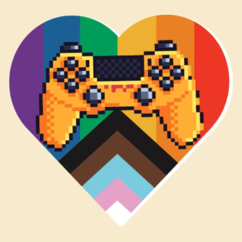 Pixel-Controller Herz im Regenbogen