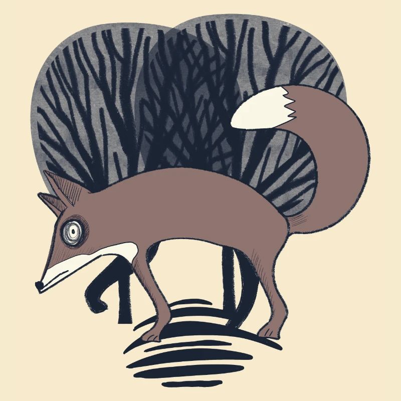 Fuchs im Wald_ Grau