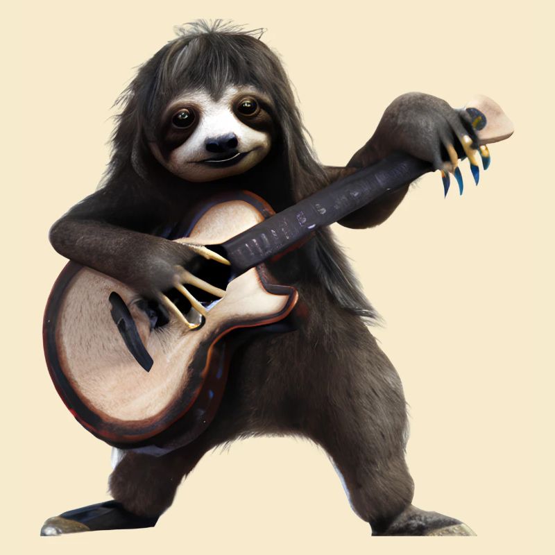 Sloth with guitar