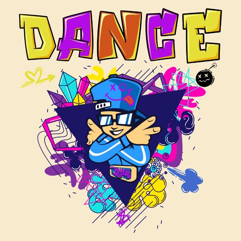 Vibranter Breakdance-Style Druckdesign