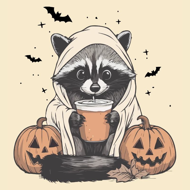 Halloween Pullover, Waschbär Halloween, Geschenk