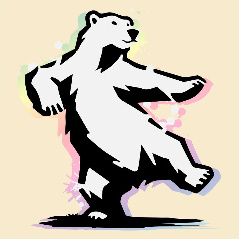 Dancing polar bear in stencil style