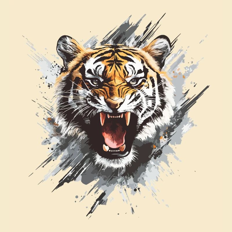 Tiger Head Predator Nature Wilderness Splash