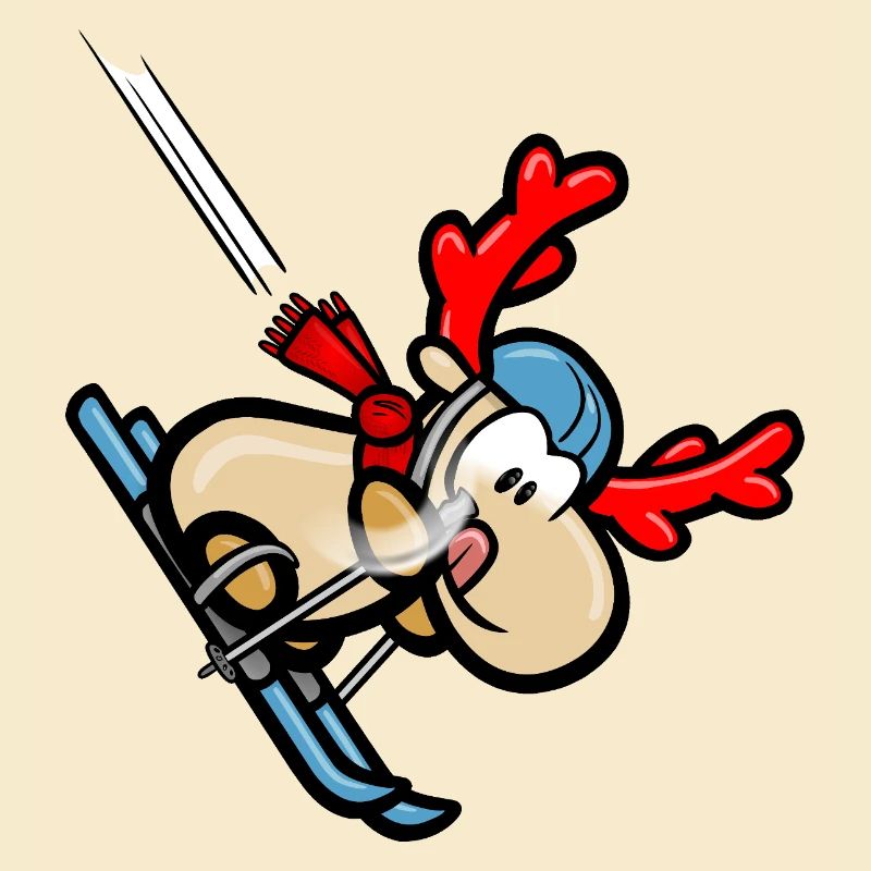 Comic-Rentier Elmondo bei der Skiabfahrt