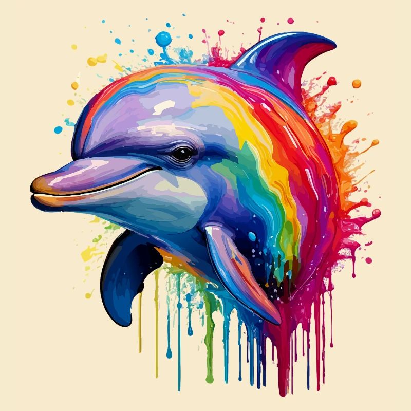 Bunter Delfin Kunstdruck