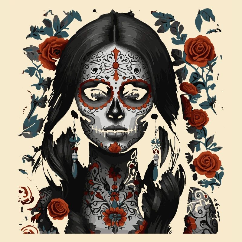 Sugar Skull Maiden Blumen Tattoo