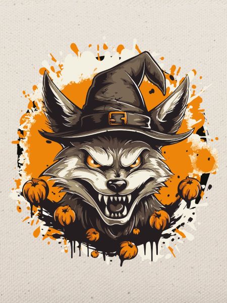 Waldwolf mit Halloweenhut