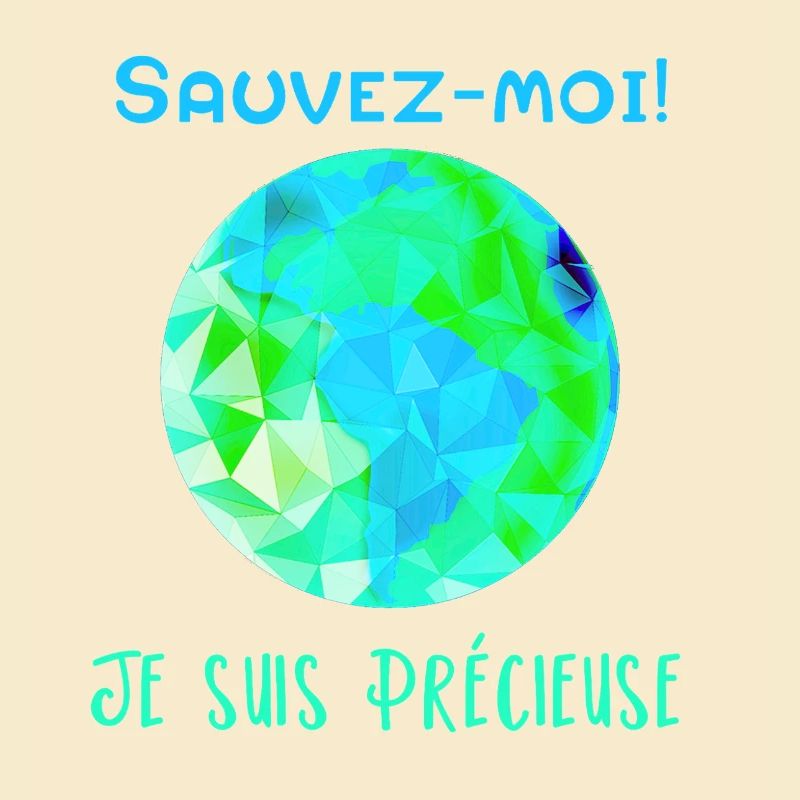 Geometric Globe Blue Green Save me!