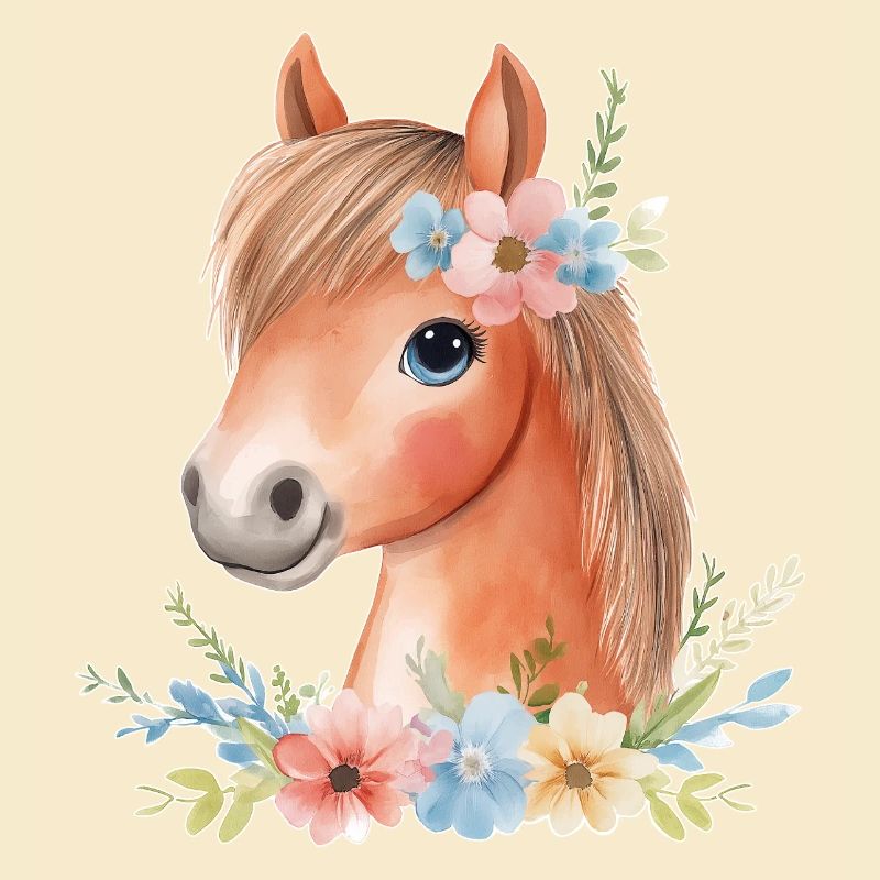 Cheval mignon avec des fleurs