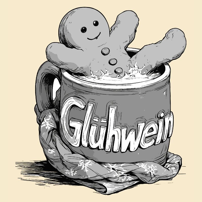 Glühwein Keks Mug Illustration Lebkuchenmann