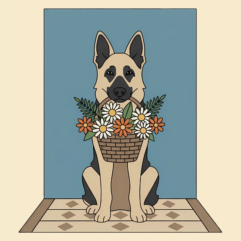 Blütenkorb Hund: Deutscher Schäferhund