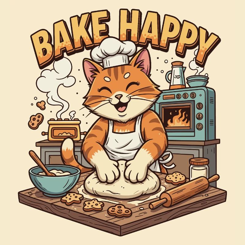 Backfreude Katze Bäckt Cookies