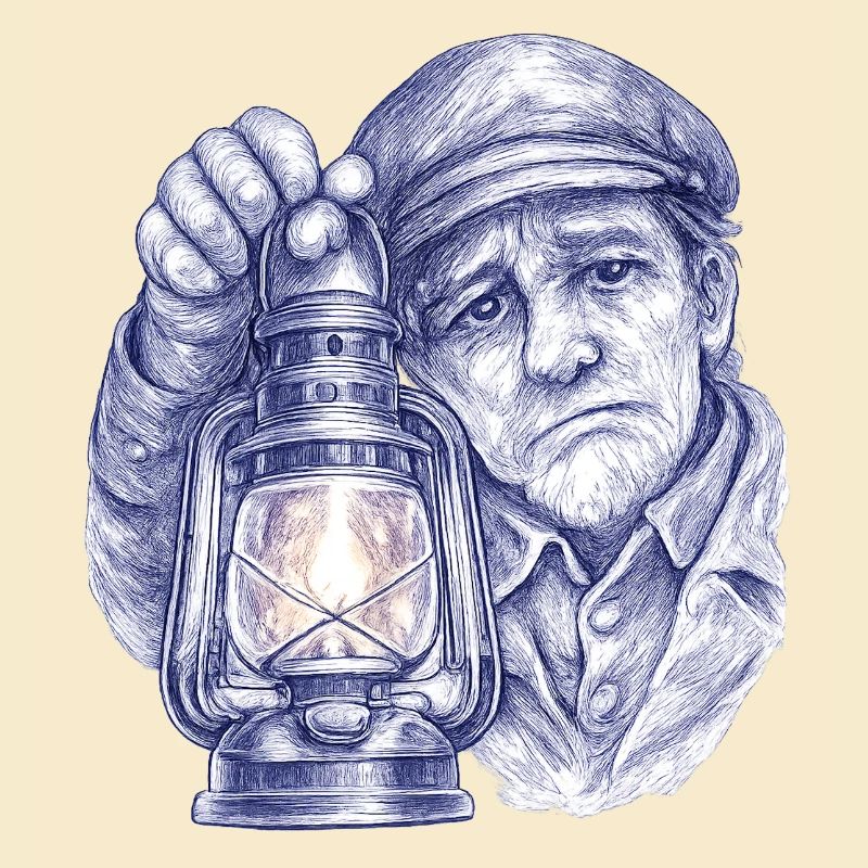 Älterer Mann mit Laterne