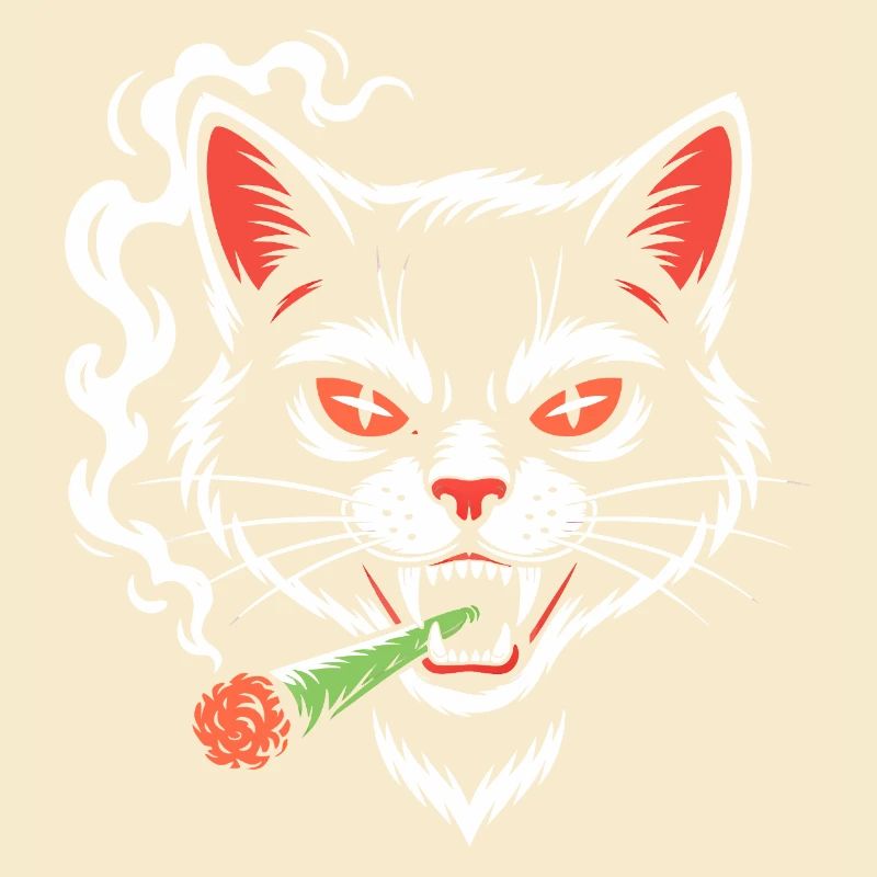 Wütige Katze mit Joint