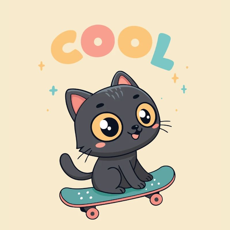 Pastell-Skateboard-Katze