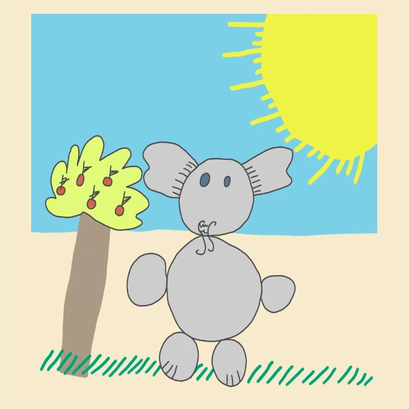 Verspielter Elefant unter einer hellen Sonne