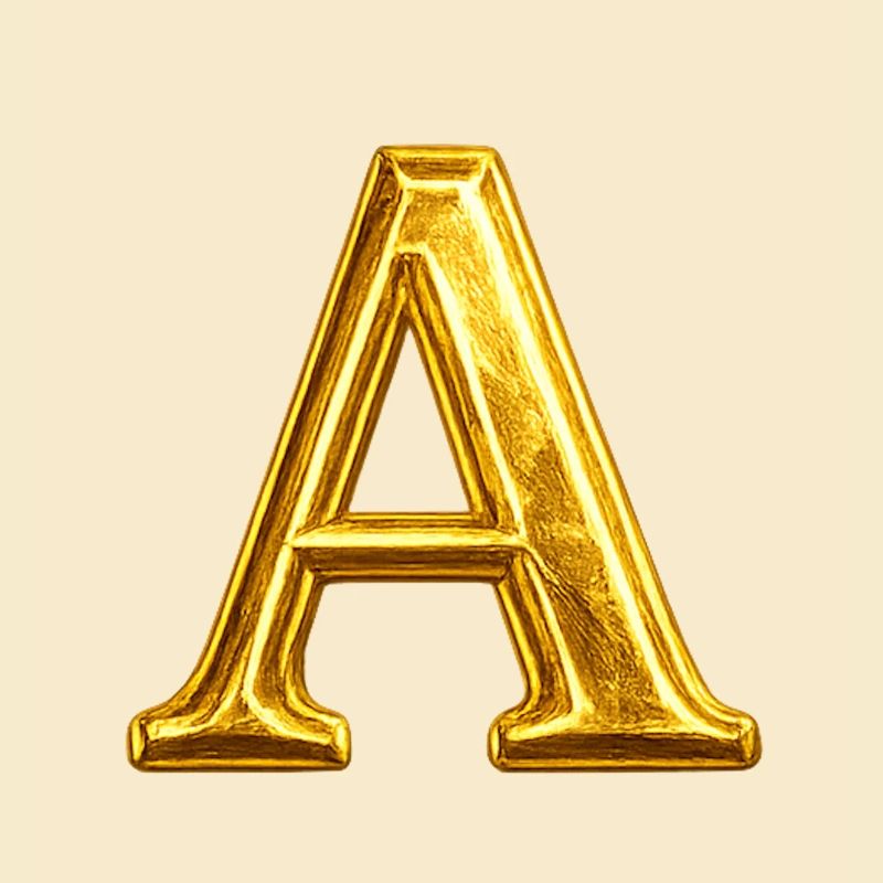 Goldenes A – Glänzende Typografie