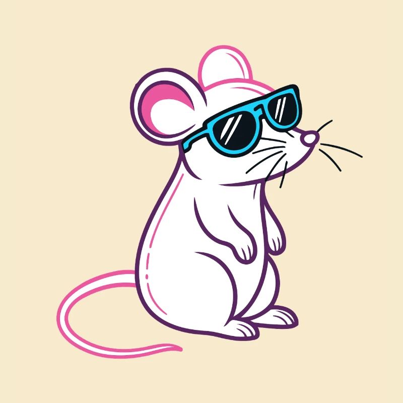 Mouse Retro Blue Glasses