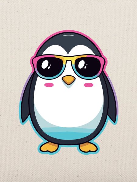 Schicker Pinguin mit Regenbogengläser