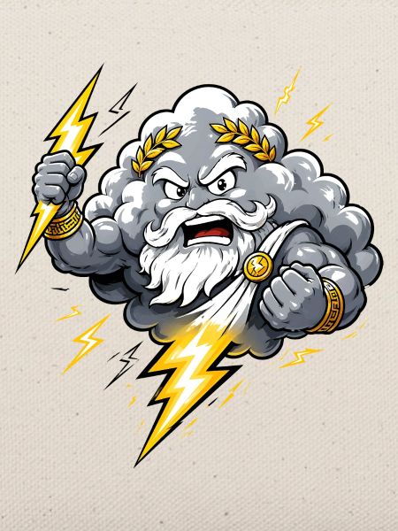 Donnergott Blitz Wolke Gewitter Comic Motiv