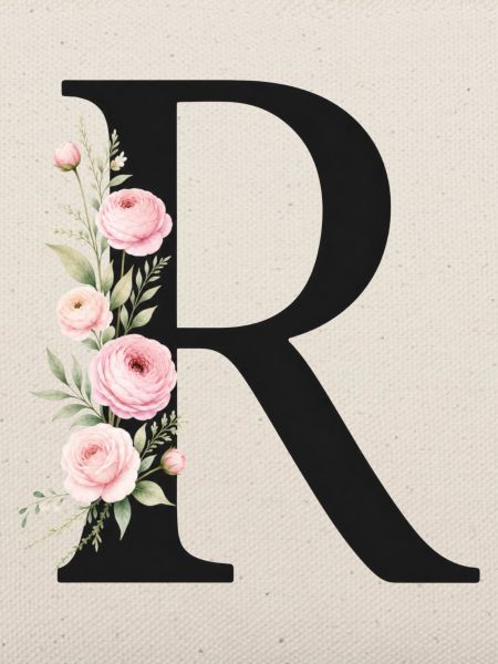 R Buchstabe Monogram Floral
