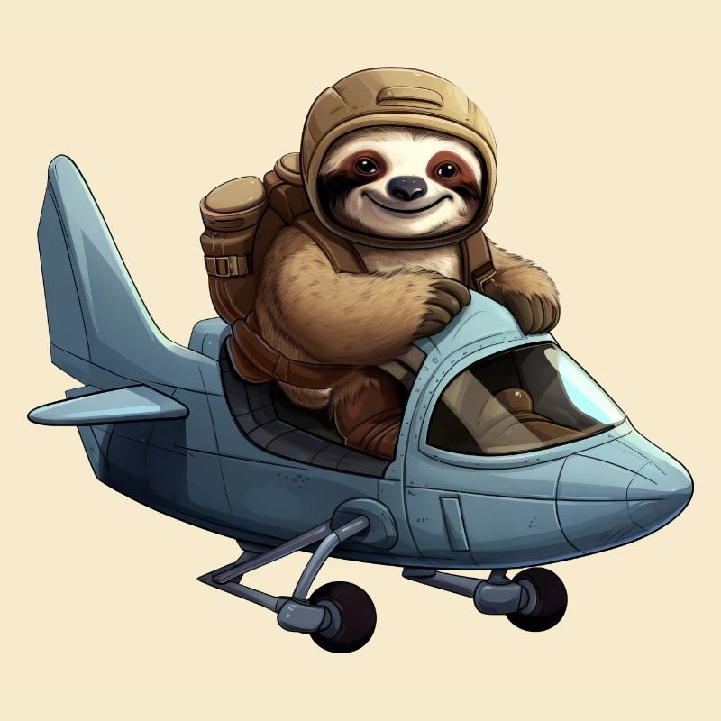 Cute Sloth Pilot Airplane Glider