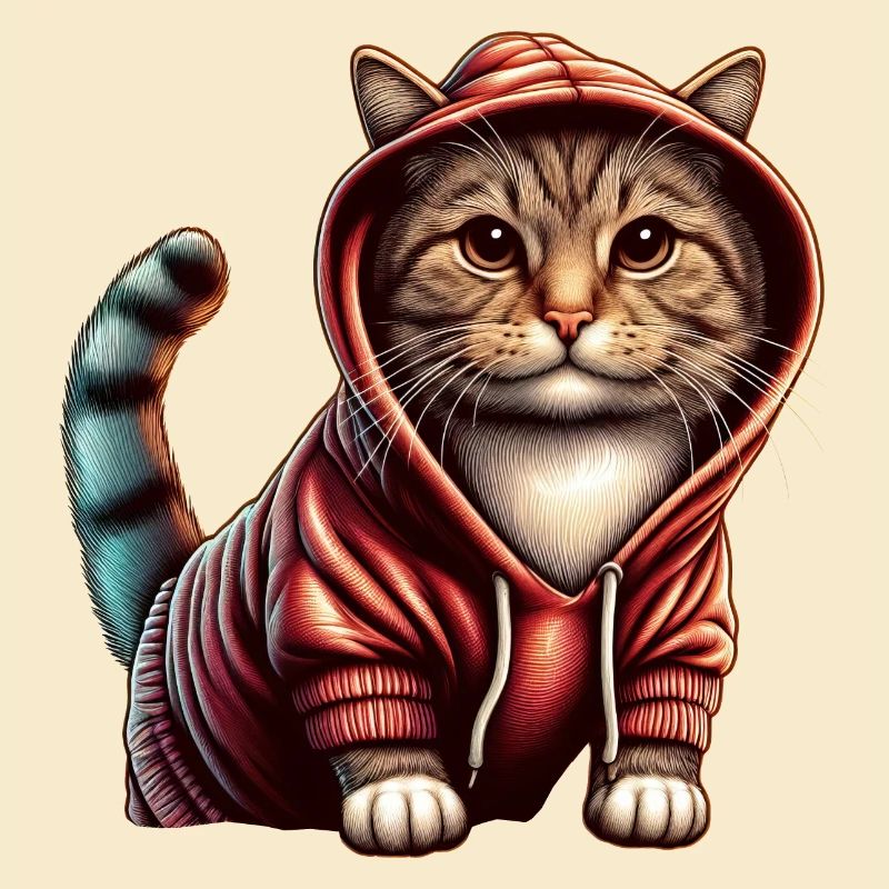 Niedliches Kätzchen mit Kapuzenpullover