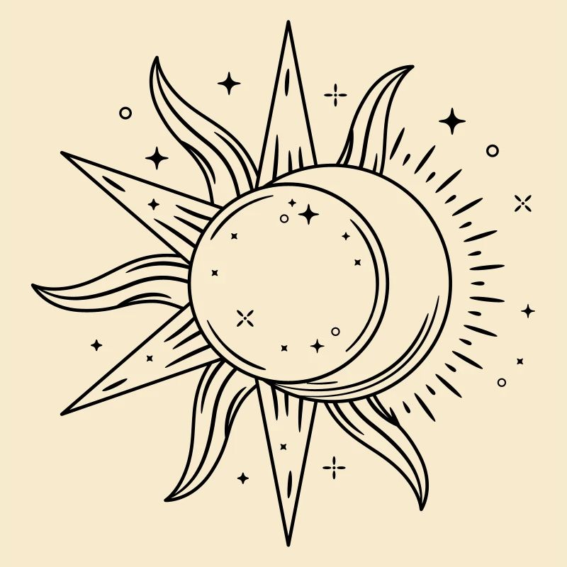 Sun Moon Celestial Illustration