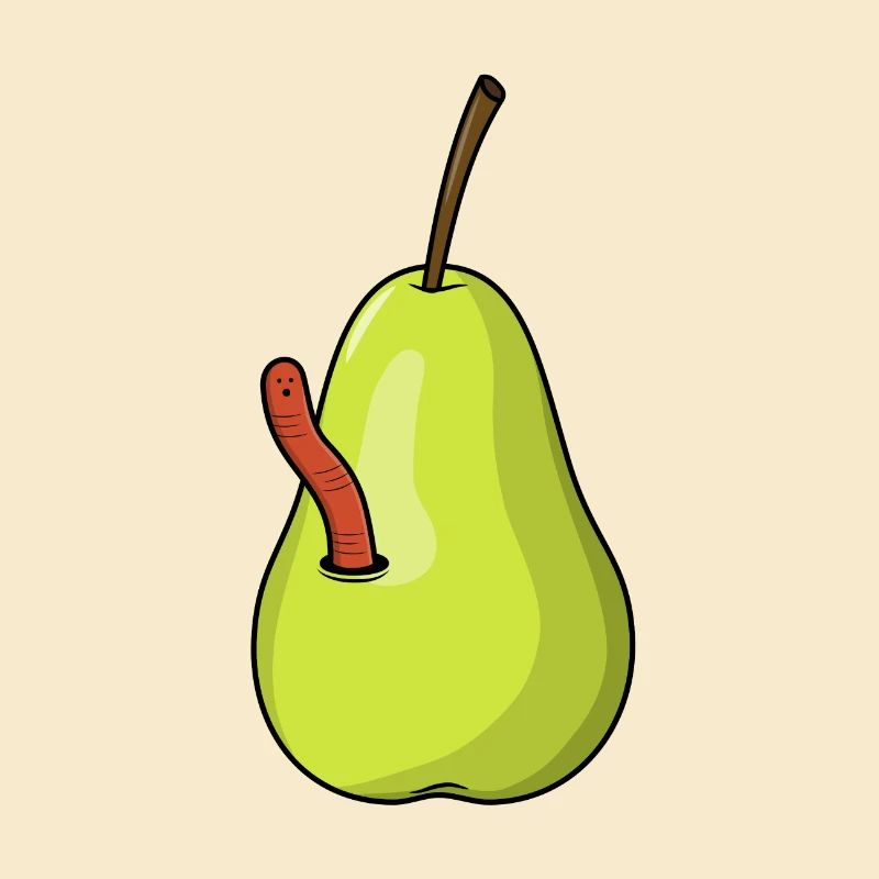 Pear with worm