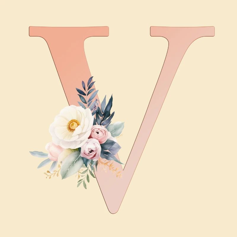 V Monogramm , Floral, Boho
