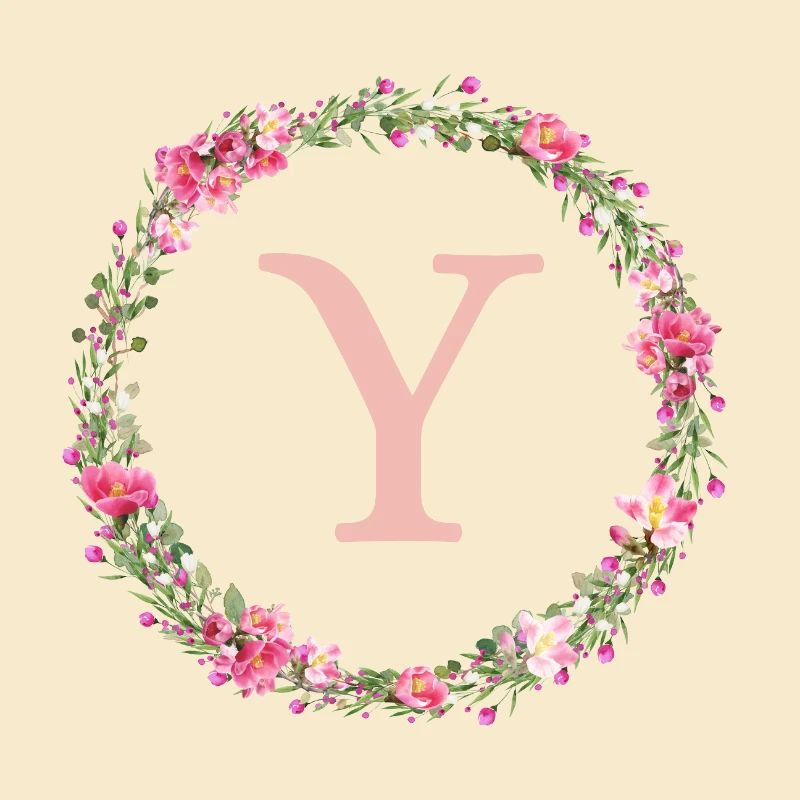 Y Monogramm, Blumen-Kranz, personalisierbar