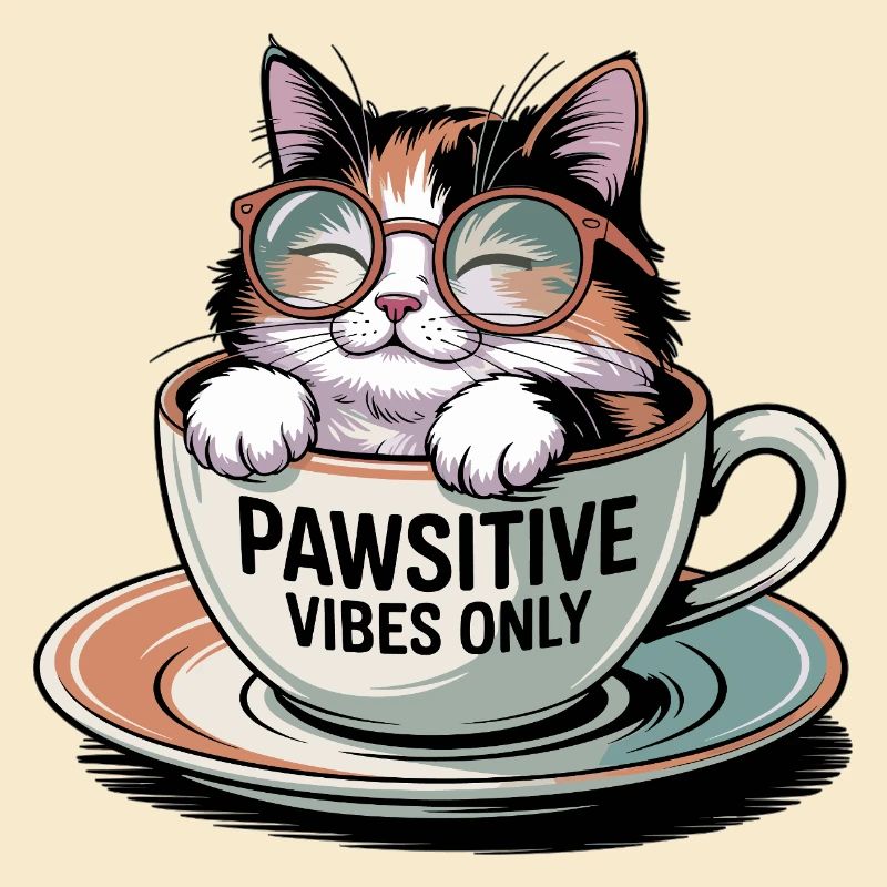 Pawsitive Vibes Only – Chat dans une tasse