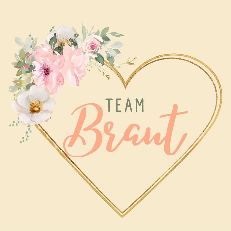 Team Braut! Herz-Blumen, personalisierbar