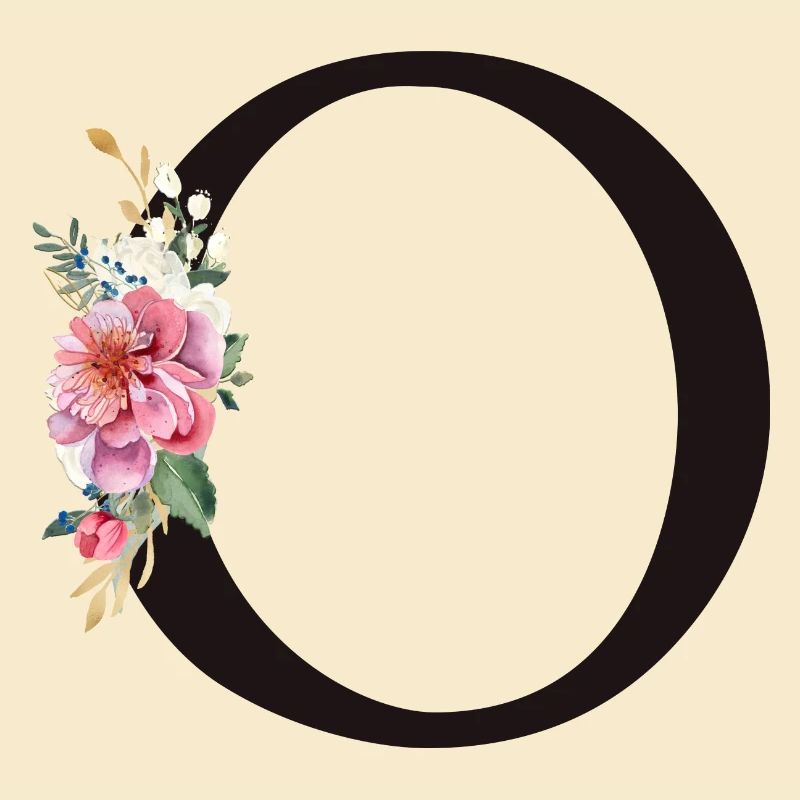Monogramme personnalisable O Floral Rose Blanc