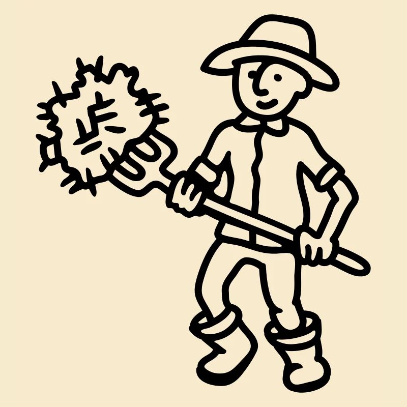 Farmer hay - line